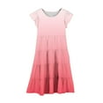 thumbnail image 3 of Lenpel Girls' Summer Dresses Ruffle Short Sleeve Ruffle Tiered Gradient A-Line Dress Casual Midi Sundress 6-15 Y, 3 of 4