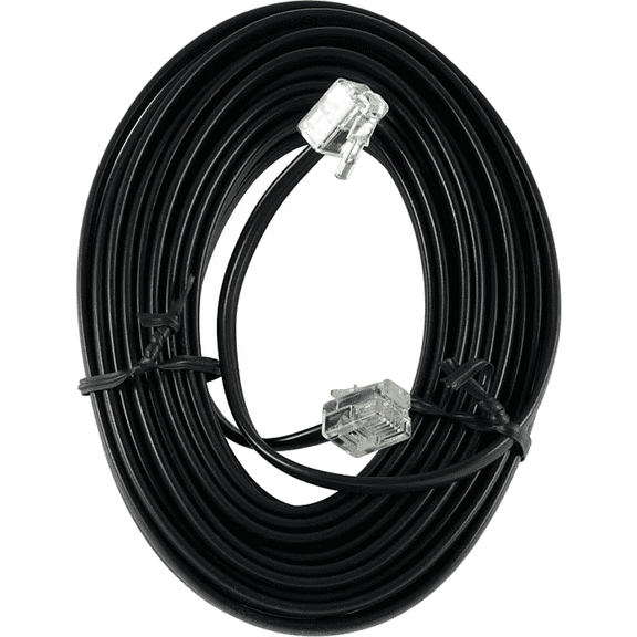 Telephone Line Cord, 10ft - Black (RJ-11)