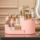 thumbnail image 4 of Makeup Organizer Box | Transparent Plastic Drawer Style | Rotating Compartment | Multi-Section Storage | Cosmetic & Lipstick Holder | Pen & Stationery Rack | 8x4.5x4.3 in | Durable Countertop Storage, 4 of 6