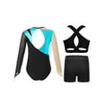 thumbnail image 2 of TSSOE Kids Girls Shiny Diamond Gymnastics Leotard Bodysuit Ballet Dance Unitard Jumpsuit Vest with Shorts Set Turquoise 16, 2 of 5