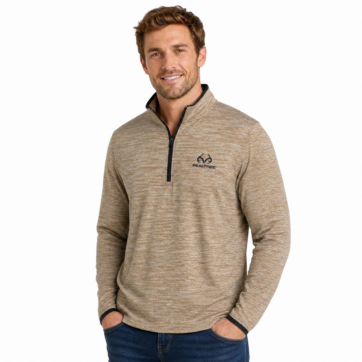 Realtree Men's Fleece Quarter Zip Pullover Sweatshirt, Sizes S-2XL