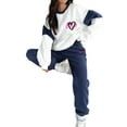 thumbnail image 3 of Sweatsuits for Women 2 Piece Heart Print Color Block Sweatshirt Fashion Casual Crewneck Lounge Sets XL, 3 of 10