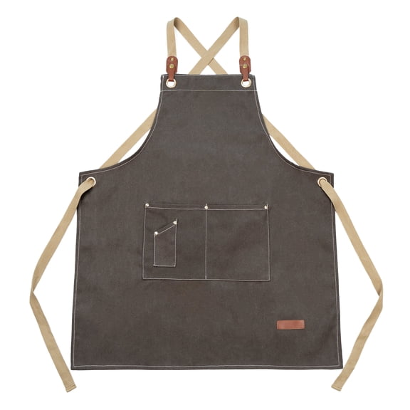 MTIANG Work Apron for Men & Women, Canvas Chef Barista Apron with Large Pockets, Adjustable Strap Cooking Coffee Hair Salon Apron