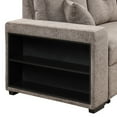 thumbnail image 5 of Canddidliike 104" Reversible L-Shape 3 Seat Sectional Couch, Pull Out Sleeper Sofa with Storage Chaise and 2 Stools for Living Room Furniture Set, Brown, 5 of 11
