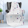 thumbnail image 4 of Stars Soft Flannel Fleece Throw Blanket, Spreading in Irregular Sizes Asymmetric Design in Colors Print, Cozy Plush for Indoor and Outdoor Use, 70" x 90", Multicolor, by Ambesonne, 4 of 5