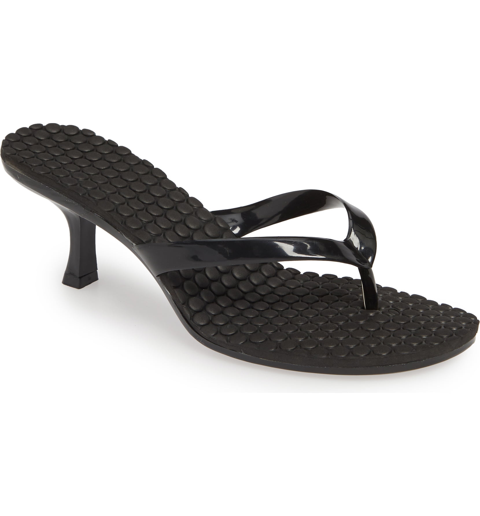 Jeffrey Campbell - Jeffrey Campbell Thong-2 Mid Heel Slide Sandals (9, Black) - Walmart.com 