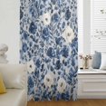 thumbnail image 6 of Navy Blue White Peony Sheer Curtains 84 Inches Long, Vintage Floral Blossom Light Filering Curtains, Breathable Simi Curtain Privacy Drapes for Living Room Bedroom Lightweight Window Treatment, 6 of 9