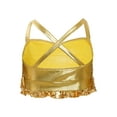 thumbnail image 6 of Haitryli Big Girls Jazz Dance Shirt Shiny Glittery Sequins Sleeveless Halter Crisscross Back Metallic Crop Top Gold 12, 6 of 7