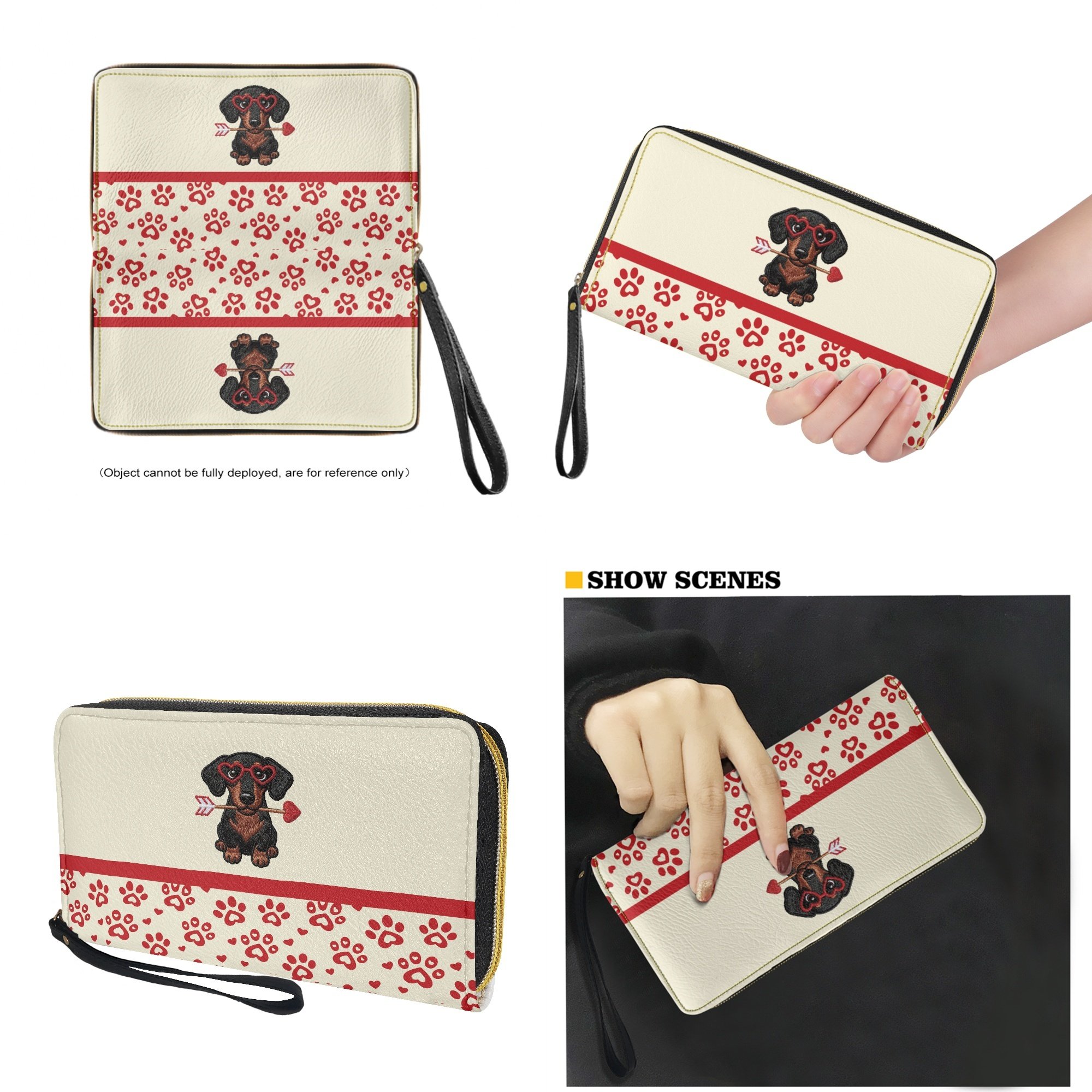 Kuiaobaty Dachshund Paw Print Tote Purse for Women, Cupid's Arrow Print Shoulder Handbag with Adjustable Strap, Roomy Casual Leather Satchel Purse for Valentines Day