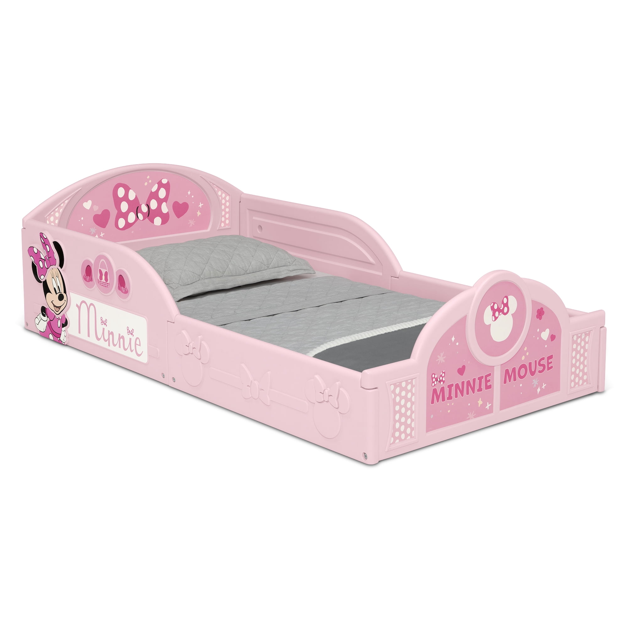 Minnie Mouse 3-Piece Toddler Bedroom Set by Delta Children - Includes Toddler Bed, Chair Desk and Toy Organizer, Pink