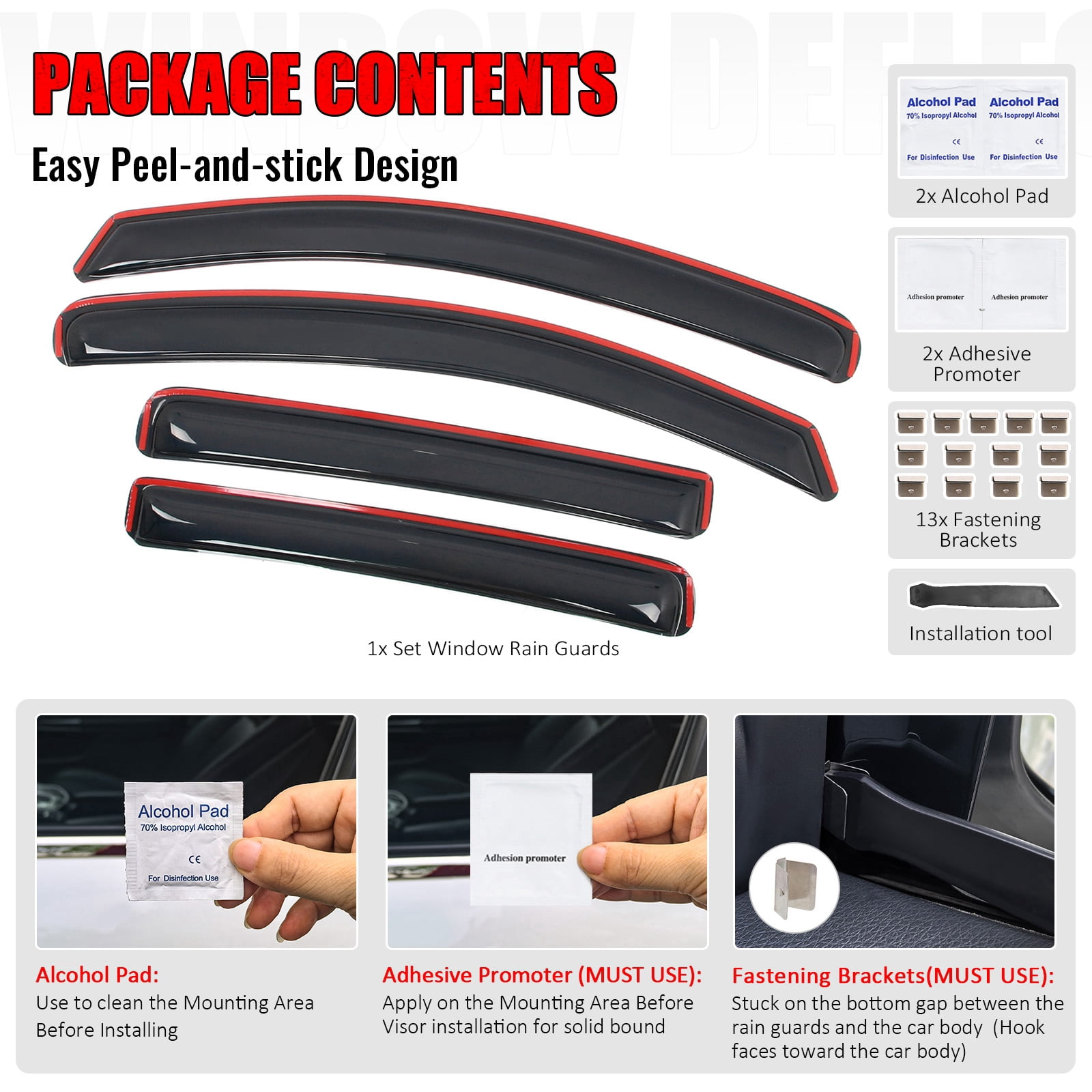 Ikon Motorsports In-Channel Window Visors Fits 2013-2022 Buick Encore 2015-2022 Chevy Trax, Slim Style Rain Vent Guard Deflectors, Acrylic Smoke 4PCS