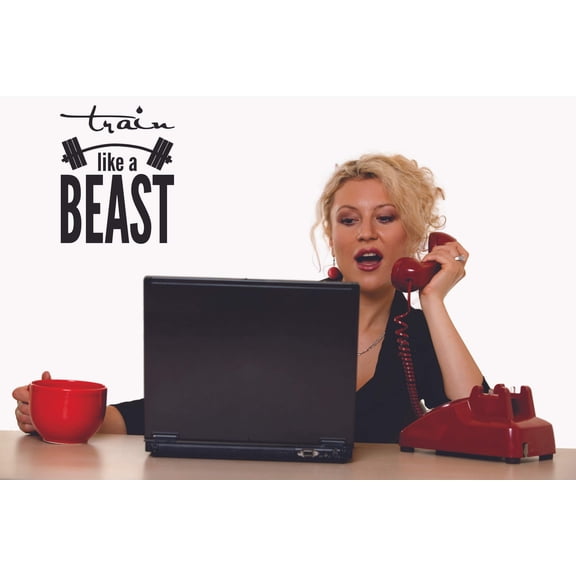 Train Like A Beast Wall Art Decal | Motivational Quotes DIY Bedroom Living Room Office and Gym Fitness Wall 20" x 40" Decoration Stickers