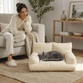 thumbnail image 6 of Pet Sofa Bed, Washable Leather Cat Dog Couch With Backrest Armrest Nonâ Comfort Pet Rest Bed For Small Medium Large Dogs And Cats, 6 of 7