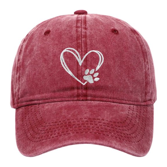 WMNTST Unisex Baseball Caps Washed Cap Heart Embroidery Curved Brim Outdoor Everyday Adjustable Hats