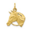 thumbnail image 1 of 10K Yellow Gold Solid Satin Horsehead with Reins Charm, 1 of 2