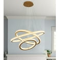 thumbnail image 5 of Aiwen Gold Finished 3 Tiered Crystal Rings Linear Chandelier Stylish Pendant Light, 5 of 10