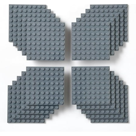 Brick Building Plates - Compatible with Lego & Other Major Brick Brands - Gray, 20-Pack, 8x8 Stud - Flat Surface Play Set & Creative Building Plates Set for Ages 3 & Up