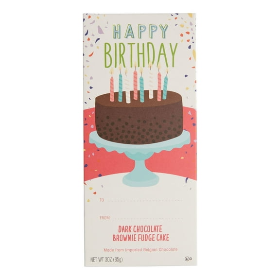 Happy Birthday Brownie Fudge Cake Dark Chocolate Bar 3 oz. 2 ea Pack of 4