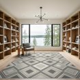 thumbnail image 2 of ODIKA Dining Geometric Table Grid Outlined Border Wool Neutral Large Low Profile Flatwoven for Great Room, Indoor Open Concept, Living, 2 of 7