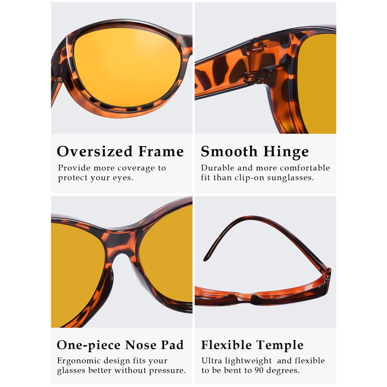 TINHAO Polarized Fit Over Sunglasses Women, Leopard photo 5