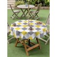 thumbnail image 4 of Outdoor Tablecloth with Umbrella Hole for Patio/Picnic/Party/Camping, Yellow Grey Plaid Waterproof Table Cloth Round Cover Washable, Modern Geometric Minimalist Checkered (Dia 60"), 4 of 8