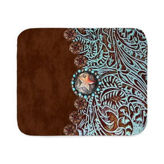 CafePress - Western Turquoise Tooled Leather Sherpa Fleece Thr - Sherpa Fleece Throw Blanket 60" x 50"