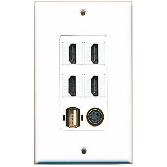 RiteAV - 4 Port HDMI 1 USB A-A 1 S-Video Wall Plate Decorative
