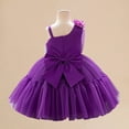 thumbnail image 4 of Toddler Girl Dress Baby Sleeveless 3D Flowers Elegant Dance Party Mesh Dress Dresses for Girls Purple 18-24 Months, 4 of 6