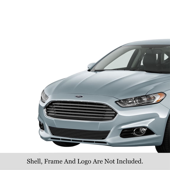 APS 2013-2016 Ford Fusion Black Stainless Steel Billet Grille 8x6 horizontal billet