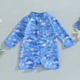 thumbnail image 2 of Toddler Baby Boys One-Piece Swimsuit Print Long/Short Sleeve Zipper Rashguard Swimwear + Swimming Cap, 2 of 8