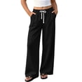 thumbnail image 2 of DJDLJWCJ Teen Girls Fleece Lined Sweatpants 5-15 Thickened Winter Warm Wide Leg Athletic Pants Elastic Waist Side Pocket Casual Pants Black Size 7, 2 of 9