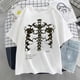 thumbnail image 3 of Camiseta Harajuku con estampado de huesos de calavera oscura para mujer, camiseta informal básica con cuello redondo, camiseta de manga corta para chica, envío directo, 3 of 5