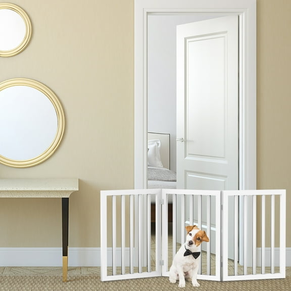 PETMAKER 3-Panel Indoor Foldable Pet Gate for Stairs or Doorways (White)
