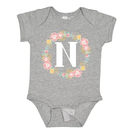 

Inktastic Monogram Letter N Rose Floral Wreath Gift Gift Baby Girl Bodysuit
