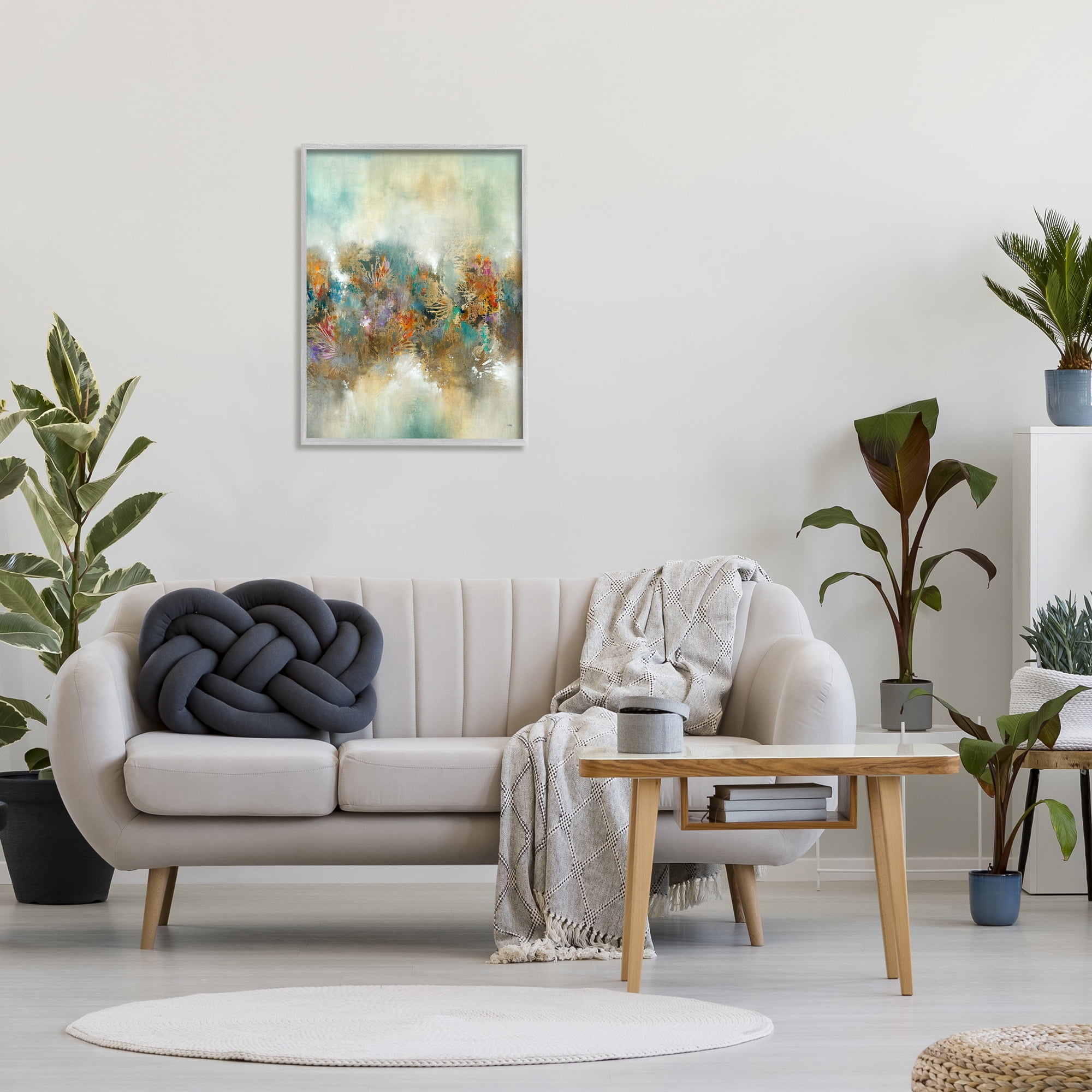 Stupell Industries Vivid Abstract Botanical Painting Bold Glam Detail Painting Gray Framed Art Print Wall Art, Design by K. Nari