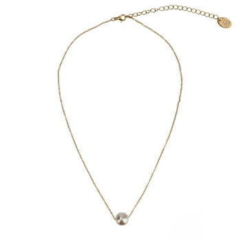Time And Tru Women's Gold Tone Faux Pearl Ball Delicate Pendant Necklace