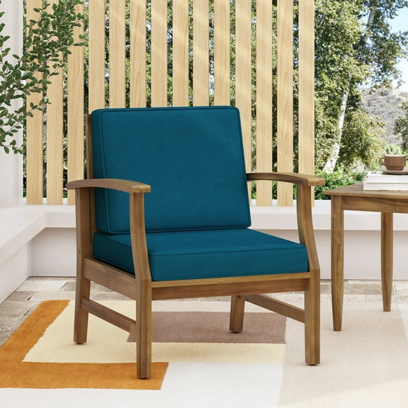 Patio Furniture Sets, PERLA CLUB CHAIR, Blue Outdoor Patio Furniture Sets,Acacia Wood Garden Patio Furniture Sets,