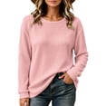 thumbnail image 2 of Sevevn Women's Soft Long Sleeve Crewneck Knit Jumper, Ribbed Knit Casual Pullover Sweater, Fall Tops for Office Casual, Shopping & Road Trips, 2 of 5