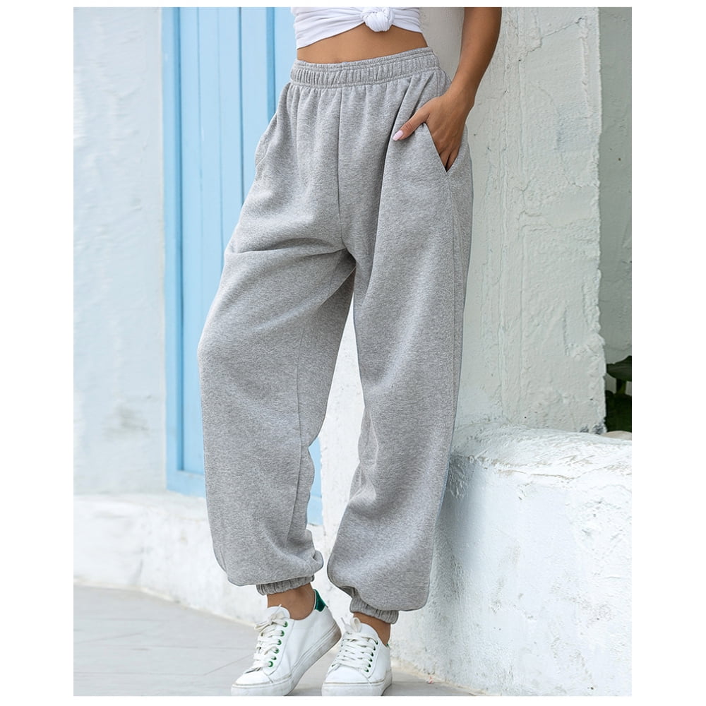 Baggy Sweatpants Joggers for Women Relaxed Fit with pockets Oversized Streetwear Gray