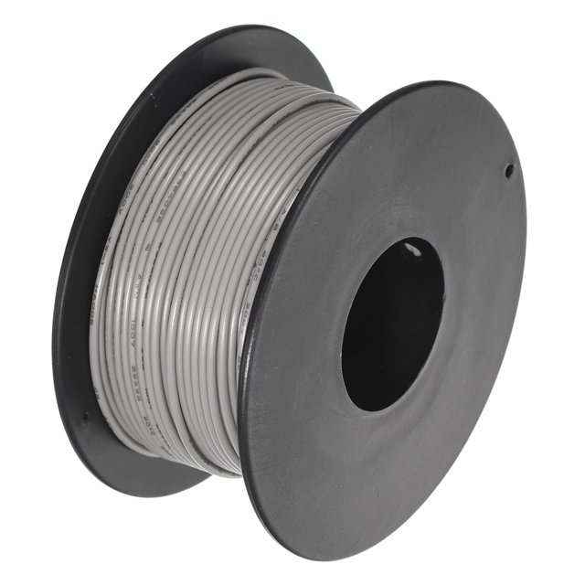 Uxcell Fil de Raccordement 26AWG 30m/100 Pieds Gris, Fil Électrique UL1007 Bobine