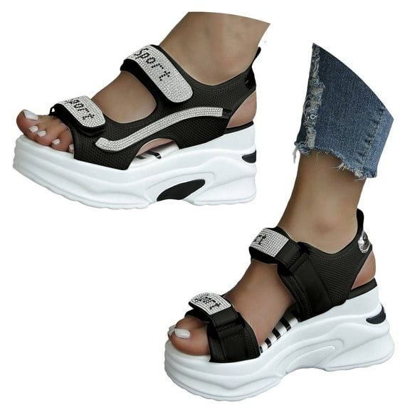 Mepaouo Women's Platform Walking Sandals Ankle Strap Sports Sandal Non Slip Daily Casual Shoes