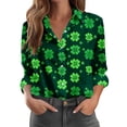 thumbnail image 4 of SELONE Button down Shirts for Women Long Sleeve St. Patricks Day Collared Shirt Button Patterned Tops Outerwear 2XL, 4 of 5