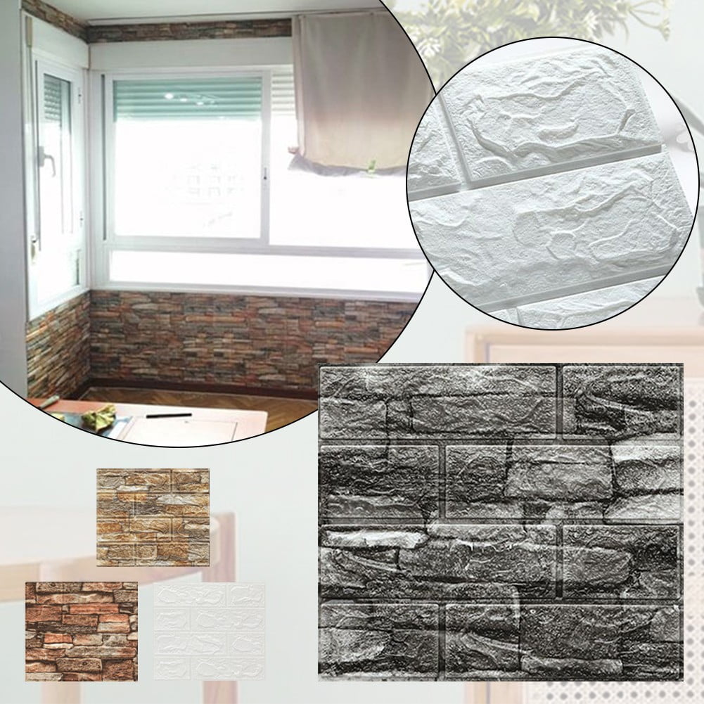 3D Wall Panels Peel and Stick Wallpaper,Self Adhesive Waterproof Foam Faux Brick for Living Room,Bedroom,Laundry,Kitchen,Fireplace,TV Wall Decoration (10 Pack,14x15.2inch)