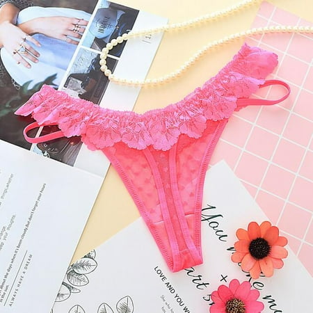 

UoCefik Women s T-Back Panties Lace Low Rise G Strings for Women Sexy See Through Solid G-String Sexy Underwear