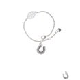 thumbnail image 2 of Delight Jewelry Silvertone Beaded Clear AB Crystal Horseshoe with Good Luck - Silvertone Leaf Delicate Bracelet, 6.25+1.75", 2 of 4
