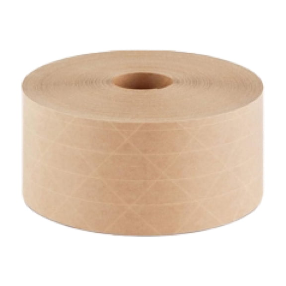 PSBM Water Activated Gummed Tape, 2.83" x 450 Feet, 5.7 Mil, 10 Rolls, Fiberglass Reinforced, Packing Use