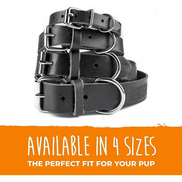 Mighty Paw Leather Dog Collar Distressed Real Genuine Leather and