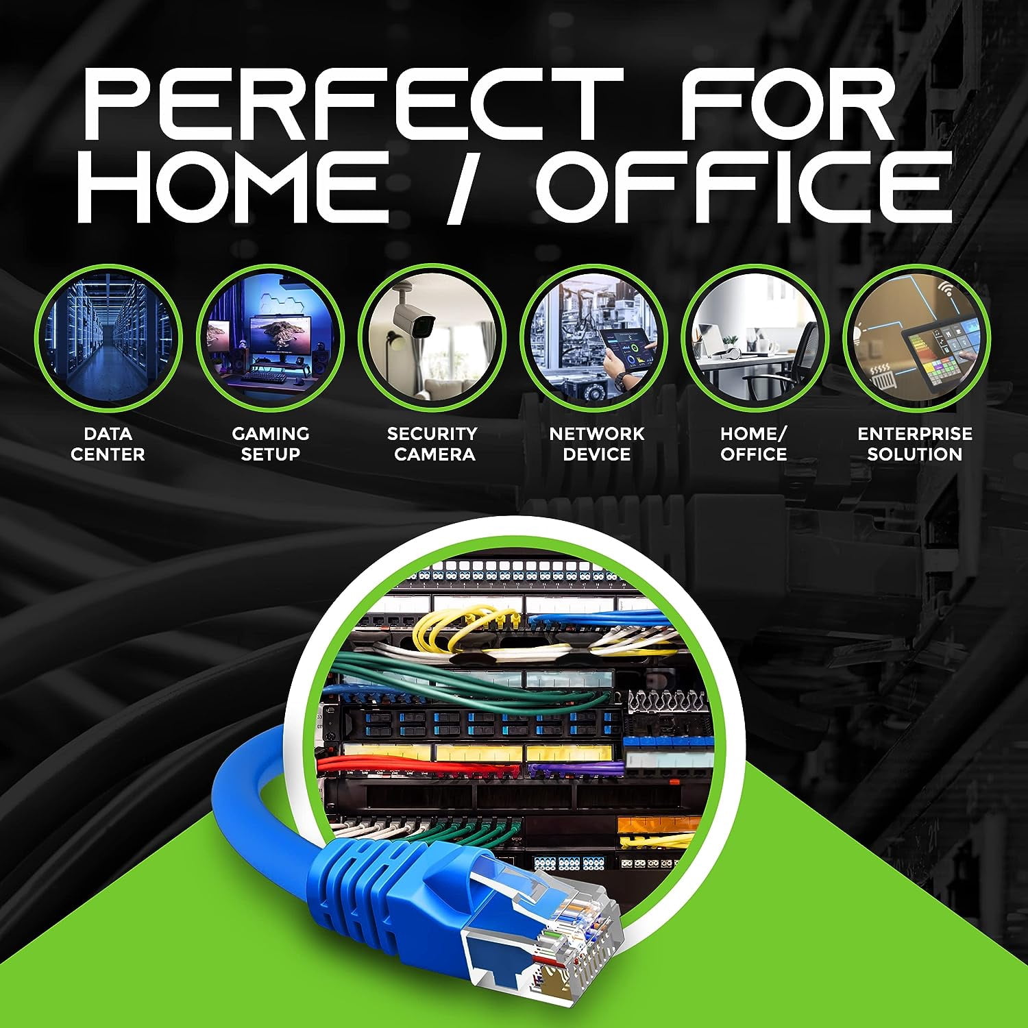 GearIT Cat 5e Ethernet Cable Cord Snagless Copper UTP Network Cable, 2 ft 24-Pack Blue