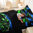 thumbnail image 5 of Manfei Neon Green Sports Car 7pcs Queen Bedding,Electric Spark Pattern Bedding Comforter Set Queen,Black Reversible, 5 of 7