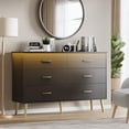 thumbnail image 3 of FANRAL 6 Drawers Dresser for Bedroom,Wood Modern Chest of Drawers with LED Light,Metal Support Feet,Black Dresser, 3 of 7